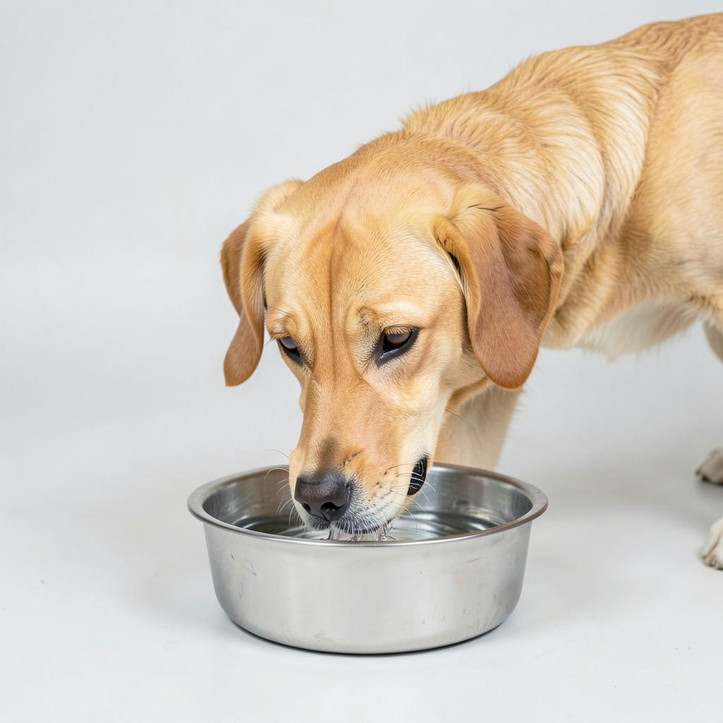 A dog drinking water