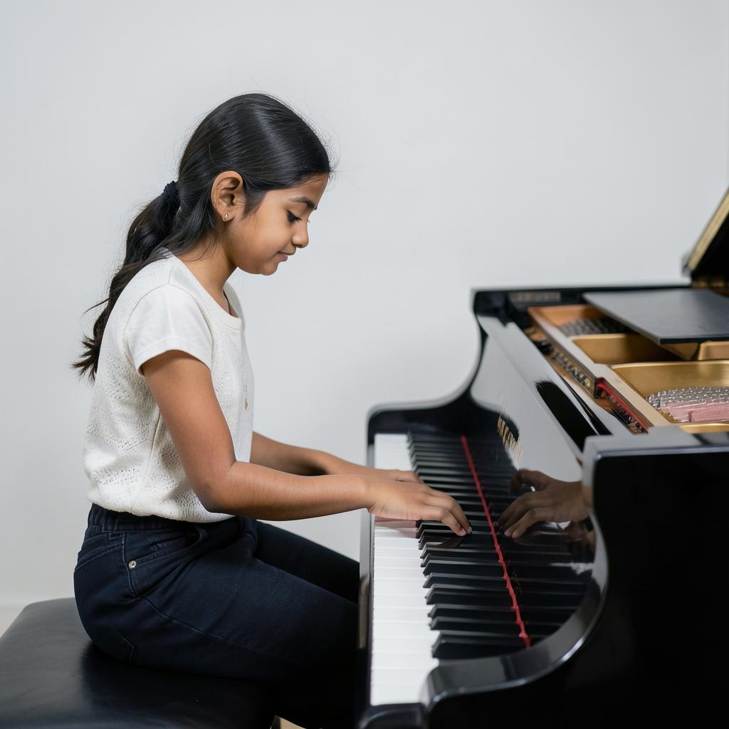A girl playing the piano