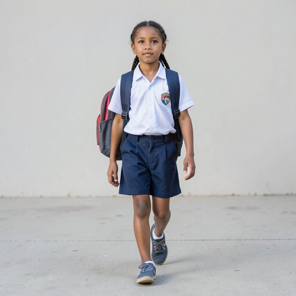 A girl walking to school