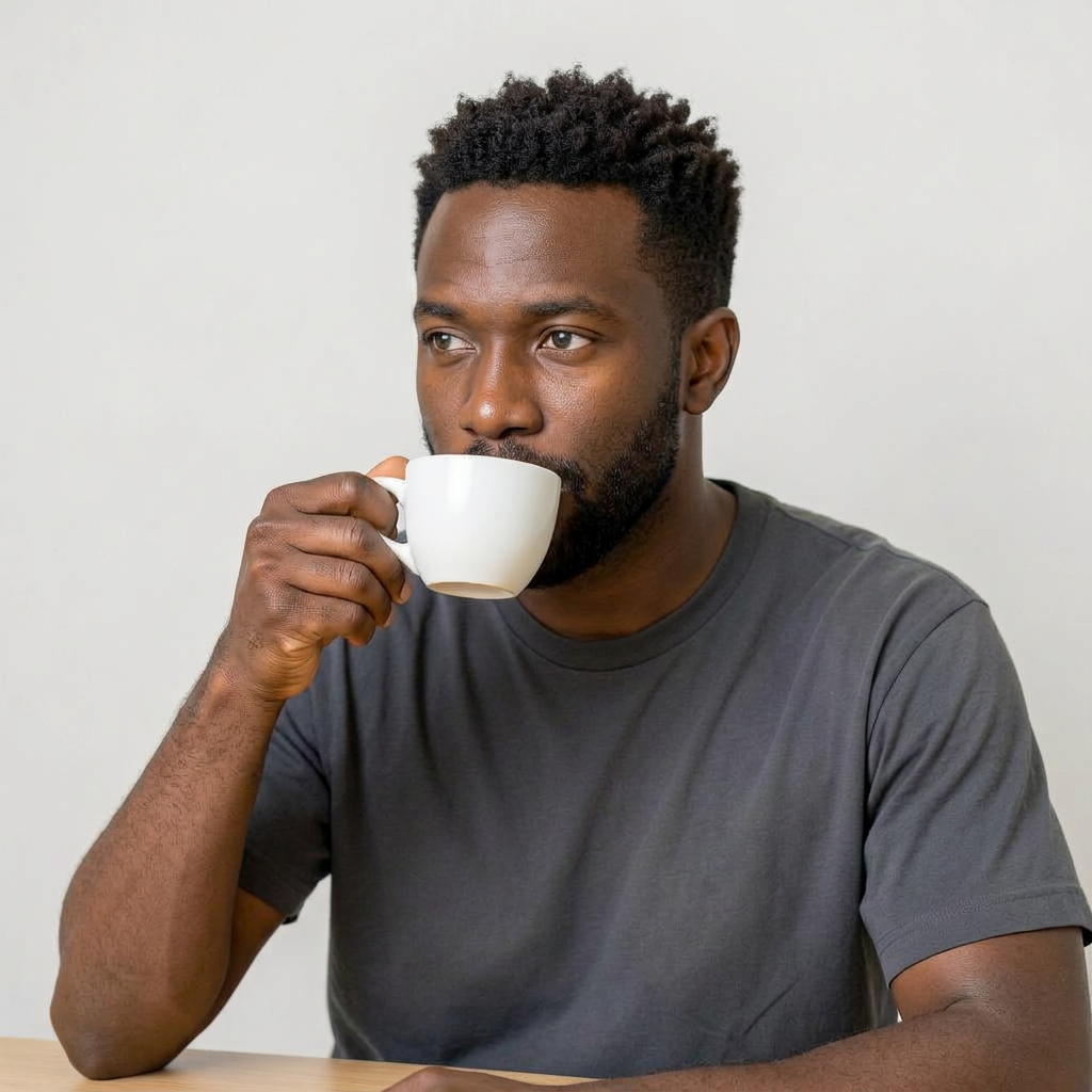 A man drinking coffee